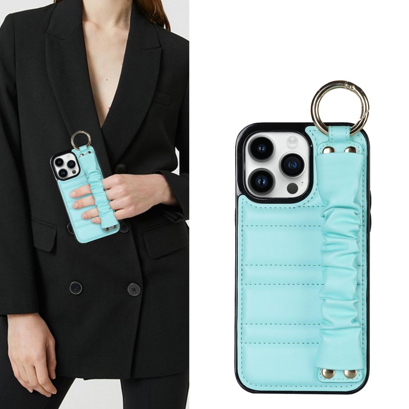 Phone Case with Wrist Strap and Leather Protective Cover